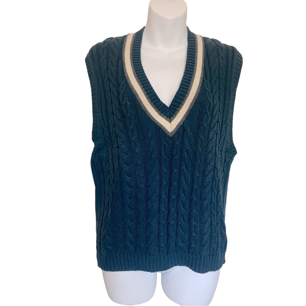 IZOD Vintage Cable Knit Sweater Vest Size Large